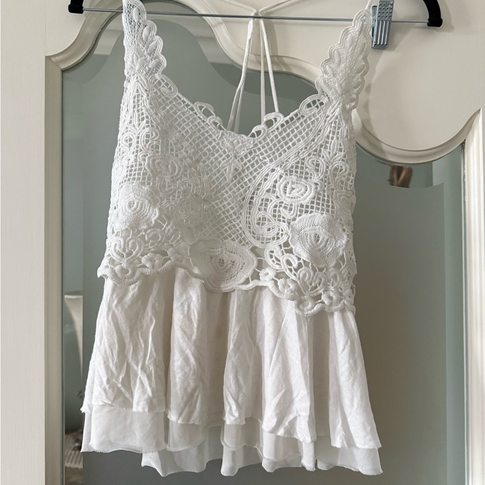 Charlotte Russe White Lace Camisole Top